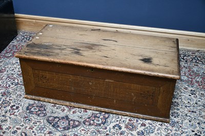 Lot 2386 - A large old pine blanket chest, width 125cm,...