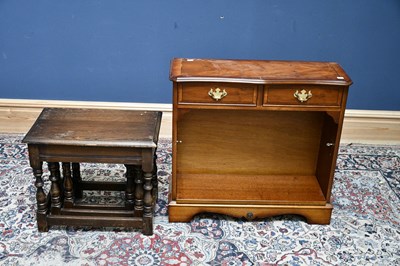 Lot 2654 - A modern yew wood side table/bookcase with two...