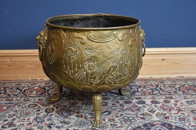 Lot 6354 - A large 19th century brass log bin with...