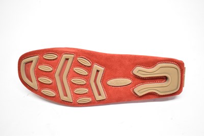 Lot 589 - TODS; a pair of red suede loafers, size 9.5,...