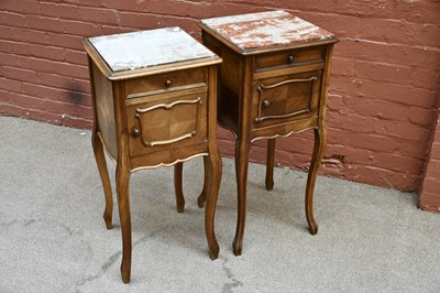 Lot 2434 - Two French marble topped bedside cabinets,...