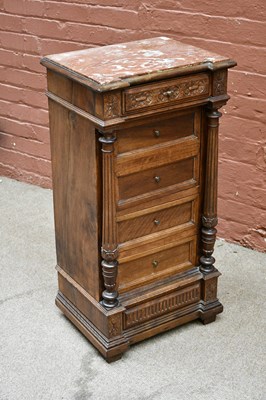 Lot 2427 - A Louis XVI style marble topped night stand,...