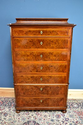 Lot 2410 - A 19th century French walnut semainier, height...