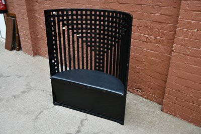 Lot 2620 - A modern ebonised hall seat, with faux leather...
