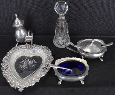 Lot 748 - A heart-shaped cut glass dish with star cut...