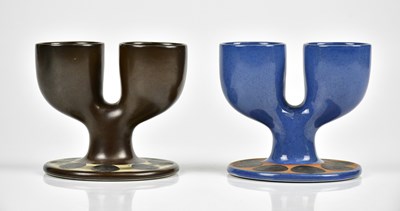 Lot 47 - TROIKA POTTERY; two double egg cups, including...