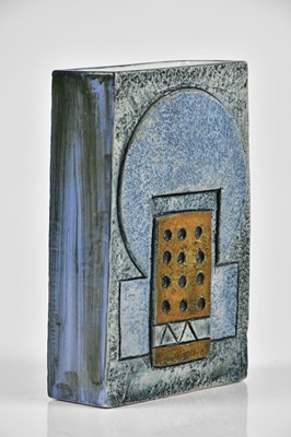 Lot 51 - PENNY BLACK FOR TROIKA POTTERY; a slab vase...