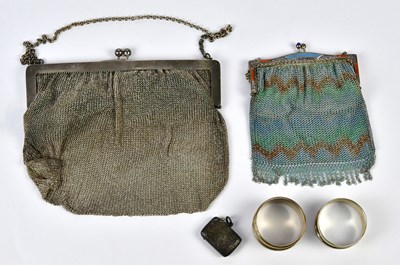 Lot 2374 - SB&CO; a George V hallmarked silver mesh purse,...