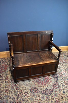 Lot 2502 - An early 20th century oak monk's bench, the...