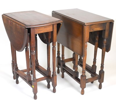 Lot 51 - Two small oak gateleg occasional tables,...