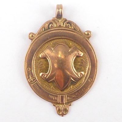 Lot 990 - A 9ct rose gold prize fob, height 3.5cm,...