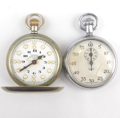 Lot 1049 - A silver plated open face crown wind pocket...