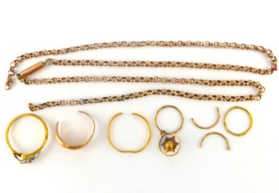 Lot 996 - Various items of broken gold jewellery, to...