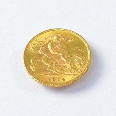 Lot 777 - A George V half sovereign, 1914.