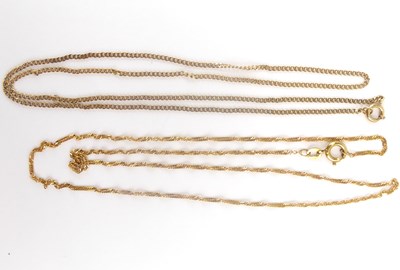 Lot 989 - Two 9ct gold dainty necklaces