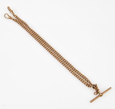 Lot 2978 - A 9ct yellow gold Albert chain with T-bar,...