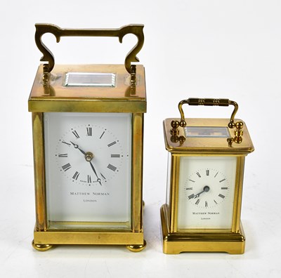 Lot 2320 - MATTHEW NORMAN; two brass cased carriage...