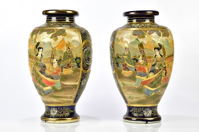 Lot 1180 - A pair of modern Satsuma vases decorated with...