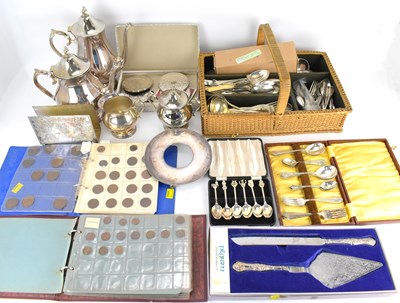 Lot 650 - A collection of silver plated items, to...