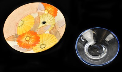 Lot 854 - GRAY'S POTTERY; a hand painted plate decorated...
