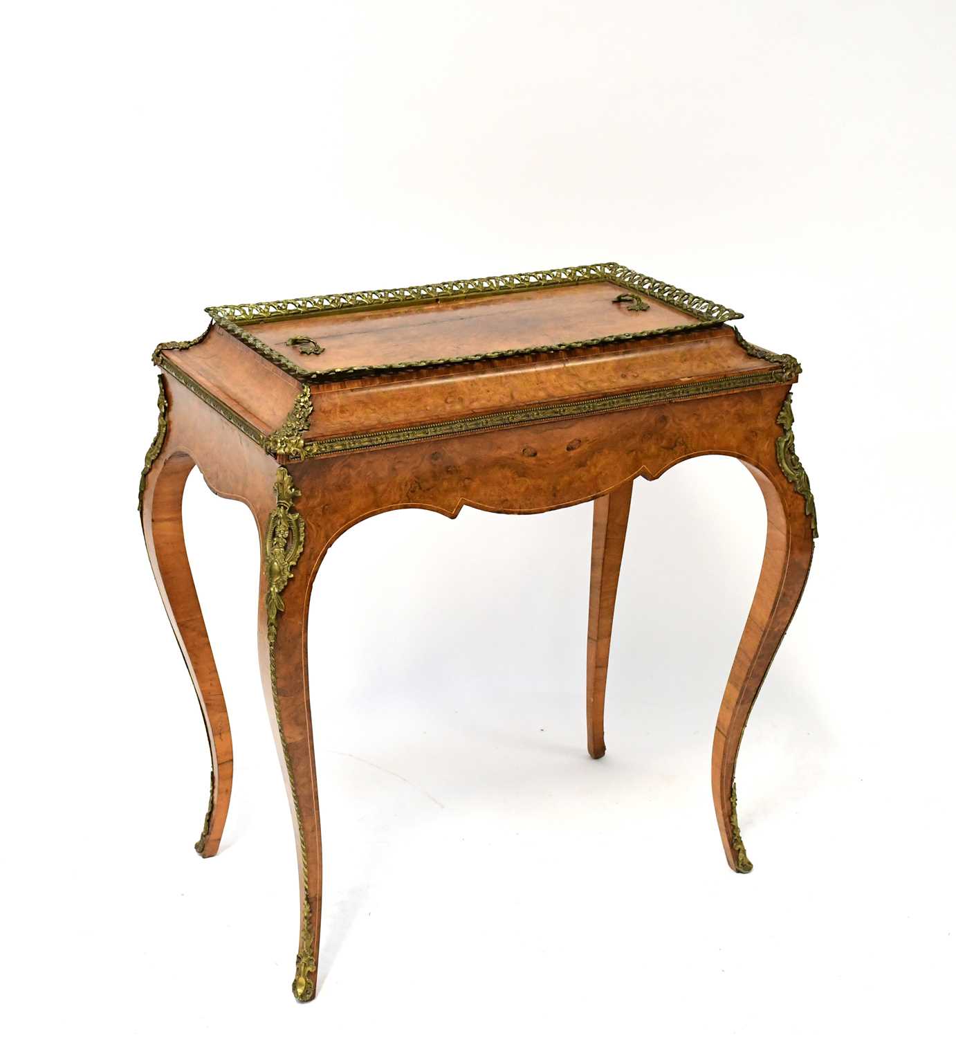 Lot 31 - A French Louis XV style burr walnut gilt...