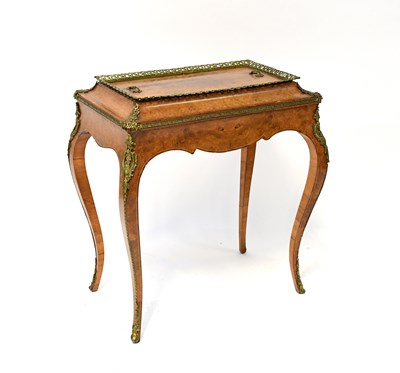 Lot 31 - A French Louis XV style burr walnut gilt...