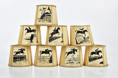 Lot 1619 - A group of eight light shades, each depicting...