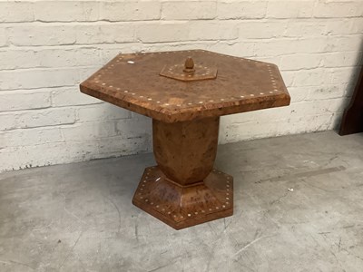 Lot 2409 - An Art Deco walnut hexagonal coffee table with...