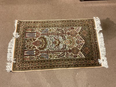 Lot 2274 - A silk beige ground Hereke rug, 138cm x 83cm.