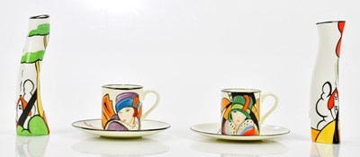 Lot 2119 - MARIE GRAVES; a pair of vases in the Clarice...