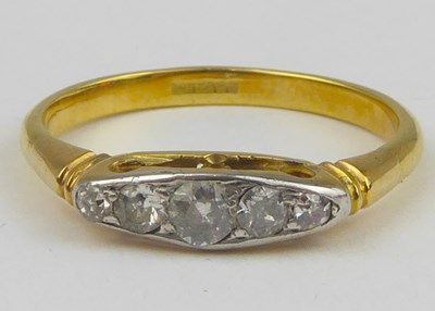 Lot 845 - An 18ct gold diamond ring, the platinum mount...