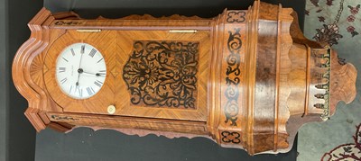 Lot 6429 - A 19th century walnut and inlaid wall clock,...
