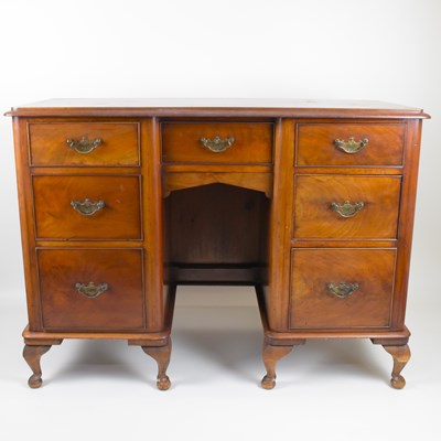 Lot 36 - A Victorian mahogany kneehole desk, with small...