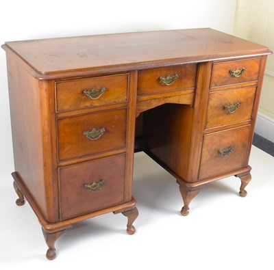 Lot 36 - A Victorian mahogany kneehole desk, with small...