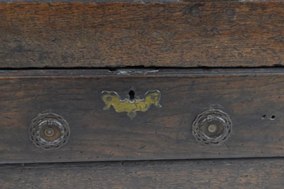 Lot 43 - An 18th century and later large oak coffer...