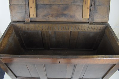 Lot 43 - An 18th century and later large oak coffer...