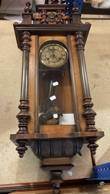 Lot 6436 - A walnut Vienna wall clock, with white painted...
