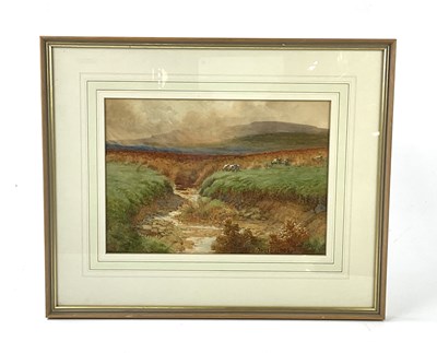 Lot 1650 - J ODGEN; two watercolours, sheep grazing,...