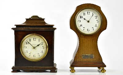 Lot 2310 - WALKER & HALL; a walnut cased mantel clock,...