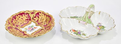 Lot 2079 - MEISSEN; a hand painted and gilt decorated...