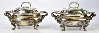 Lot 2791 - A pair of silver plated twin handled vegetable...