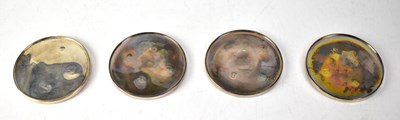 Lot 725 - A set of four Elizabeth II hallmarked silver coasters