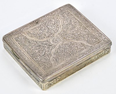Lot 1102 - An Indian white metal cigarette box of...