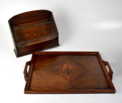 Lot 116 - An early 20th century inlaid twin-handled tray