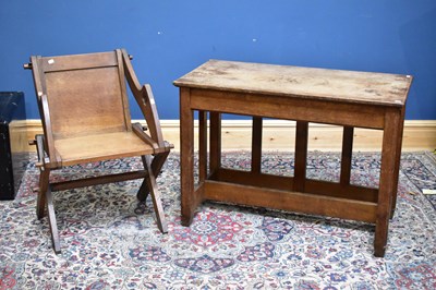 Lot 2426 - A Victorian Gothic oak side table on block...