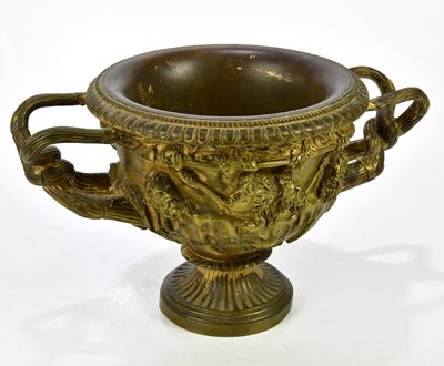 Lot 1542 - A late 19th century cast bronze Warwick vase,...