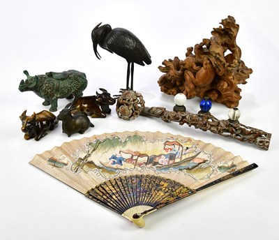 Lot 1208 - A Japanese bronze model of a crane, height...