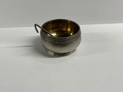 Lot 636 - A Russian 875 grade silver circular open salt,...