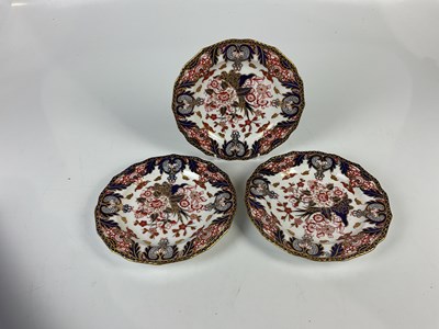 Lot 5438 - CROWN DERBY; three circular cabinet plates...