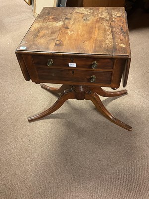 Lot 6639 - A 19th century mahogany drop-leaf sewing/side...